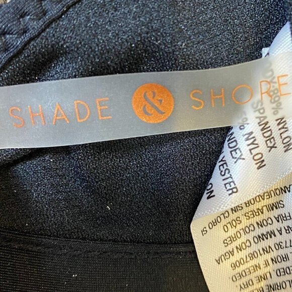 Shade & Shore Black Mesh Accent Triangle Bikini Top Cross Back Strap S 30A - Picture 8 of 10